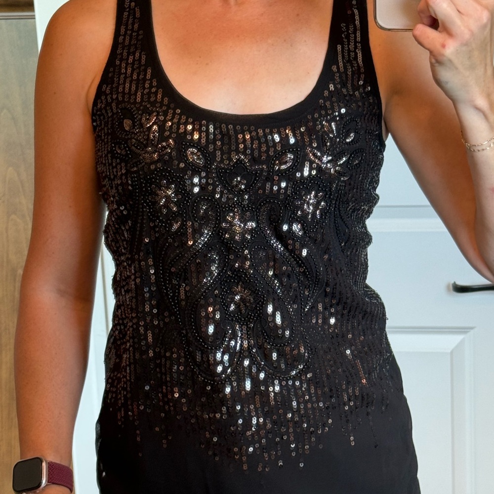 Express Black Sequin Women's Tank Top